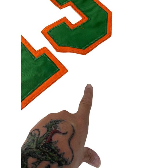 Mitchell Ness Miami Hurricanes #13 Football Jersey White  green Size 54 SKU 9004 - Picture 12 of 13